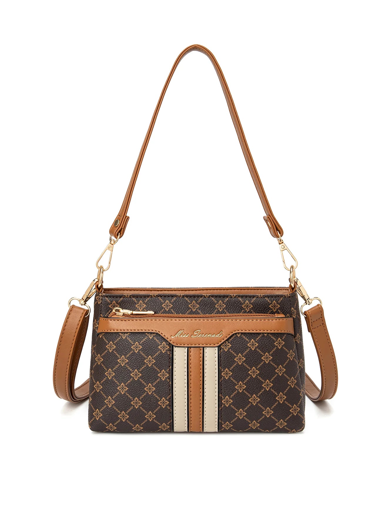 Miss Serenade - XB-2373 Rita multi Compartment small handbag - Tan