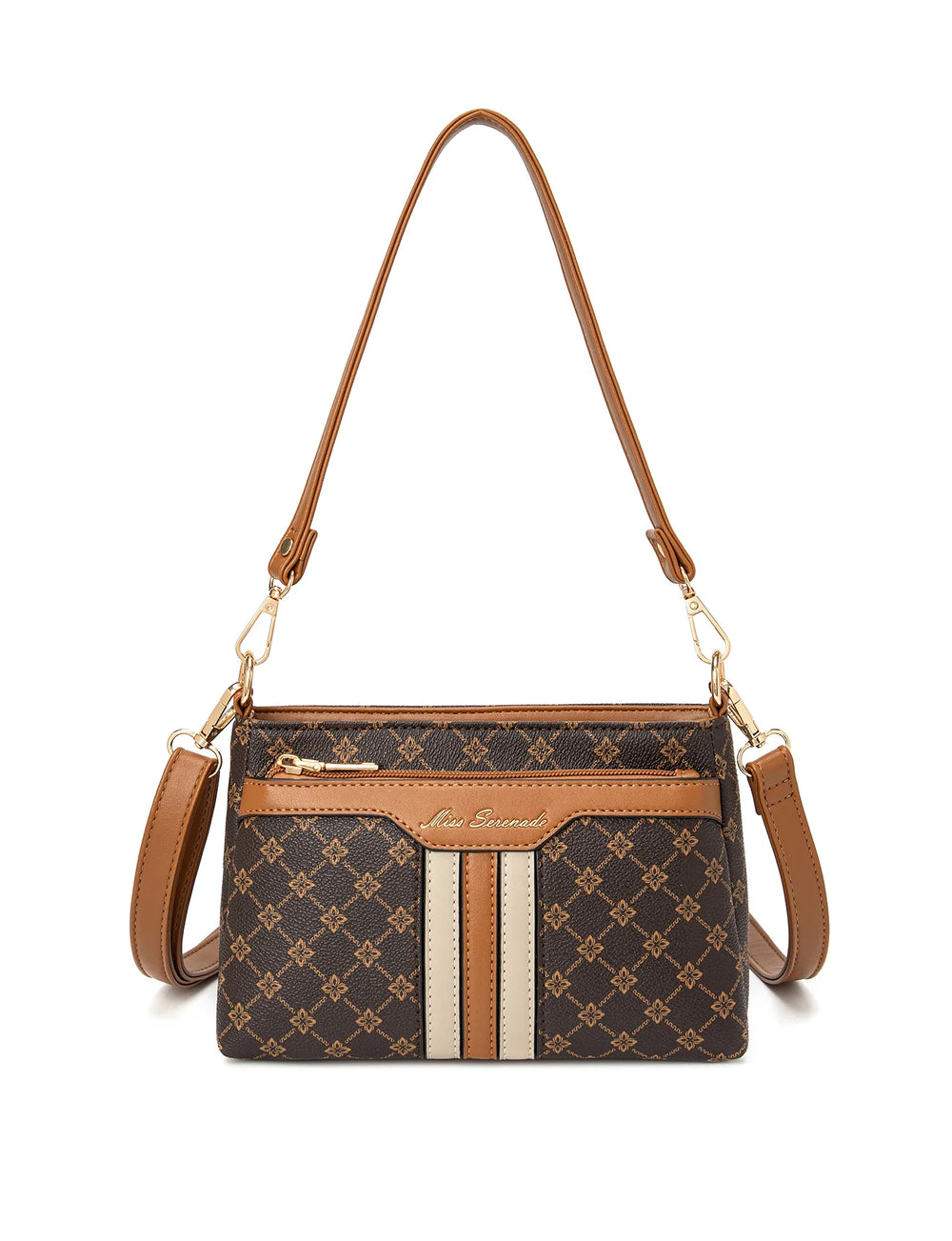 Miss Serenade - XB-2373 Rita Multi Compartment Small Handbag - Tan