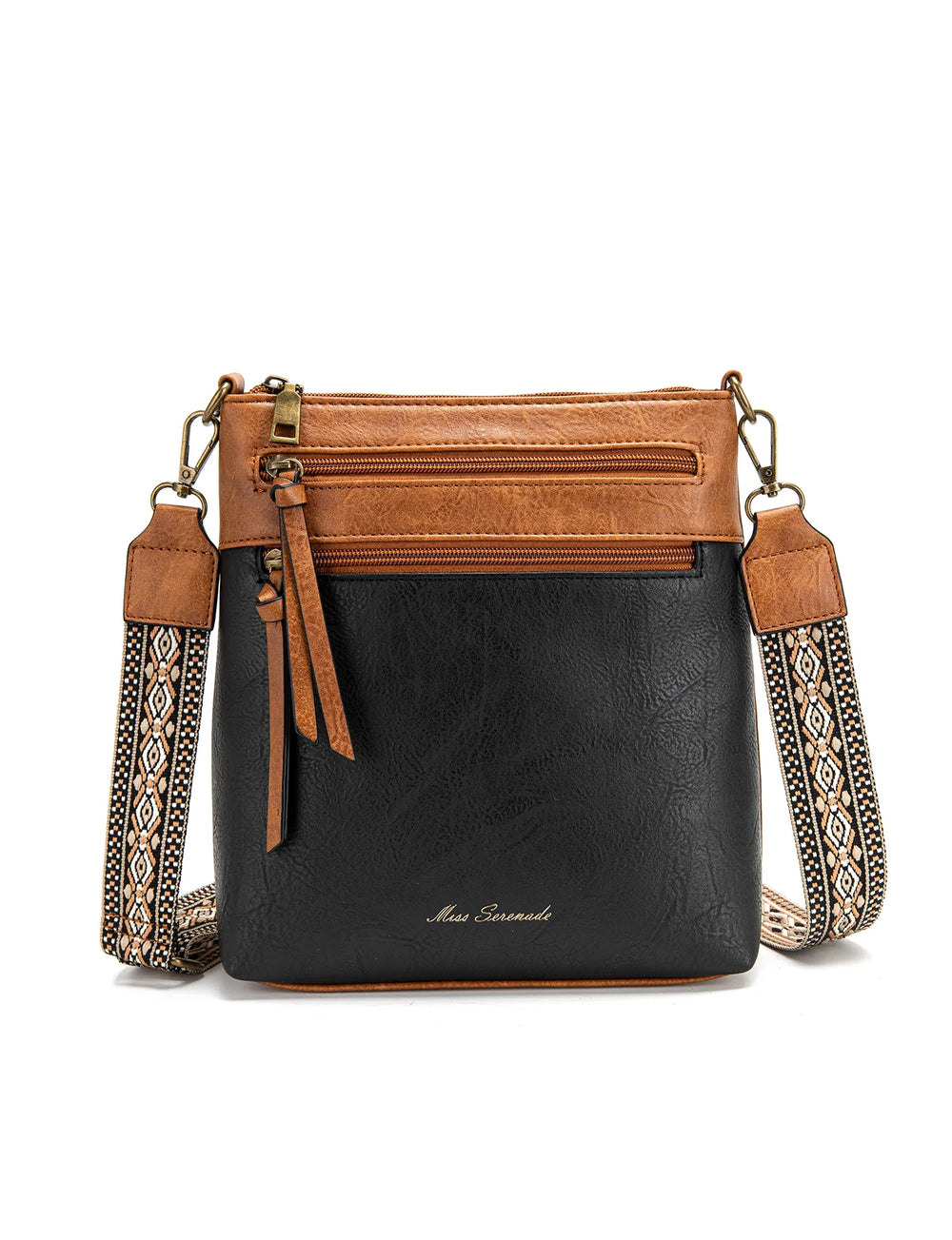 Miss Serenade - XB-2376 Andi Pu Sidebag W Guitar Strap - Black/Tan