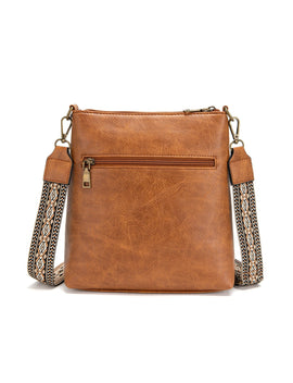 Miss Serenade - XB-2376 ANDI PU sidebag w Guitar Strap - Black/Tan - 0
