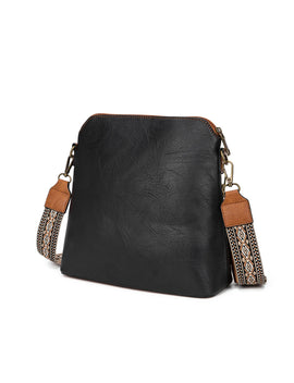Miss Serenade - XB-2377 Alex Vegan Cossbody Front pocket - Black/Tan - 0