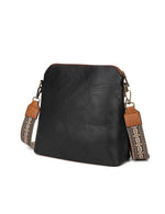 Miss Serenade - XB-2377 Alex Vegan Cossbody Front pocket - Black/Tan