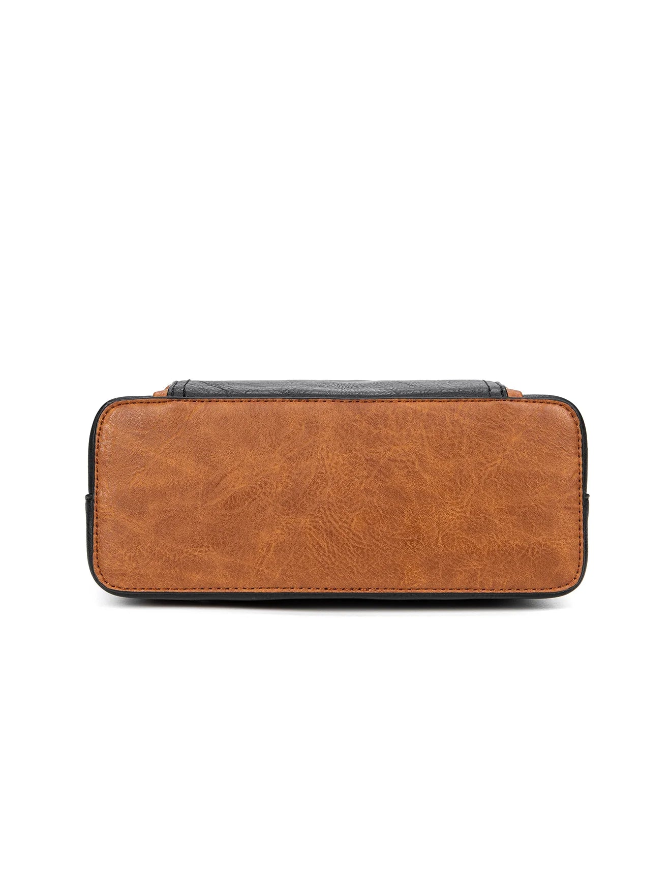 Miss Serenade - XB-2377 Alex Vegan Cossbody Front pocket - Black/Tan