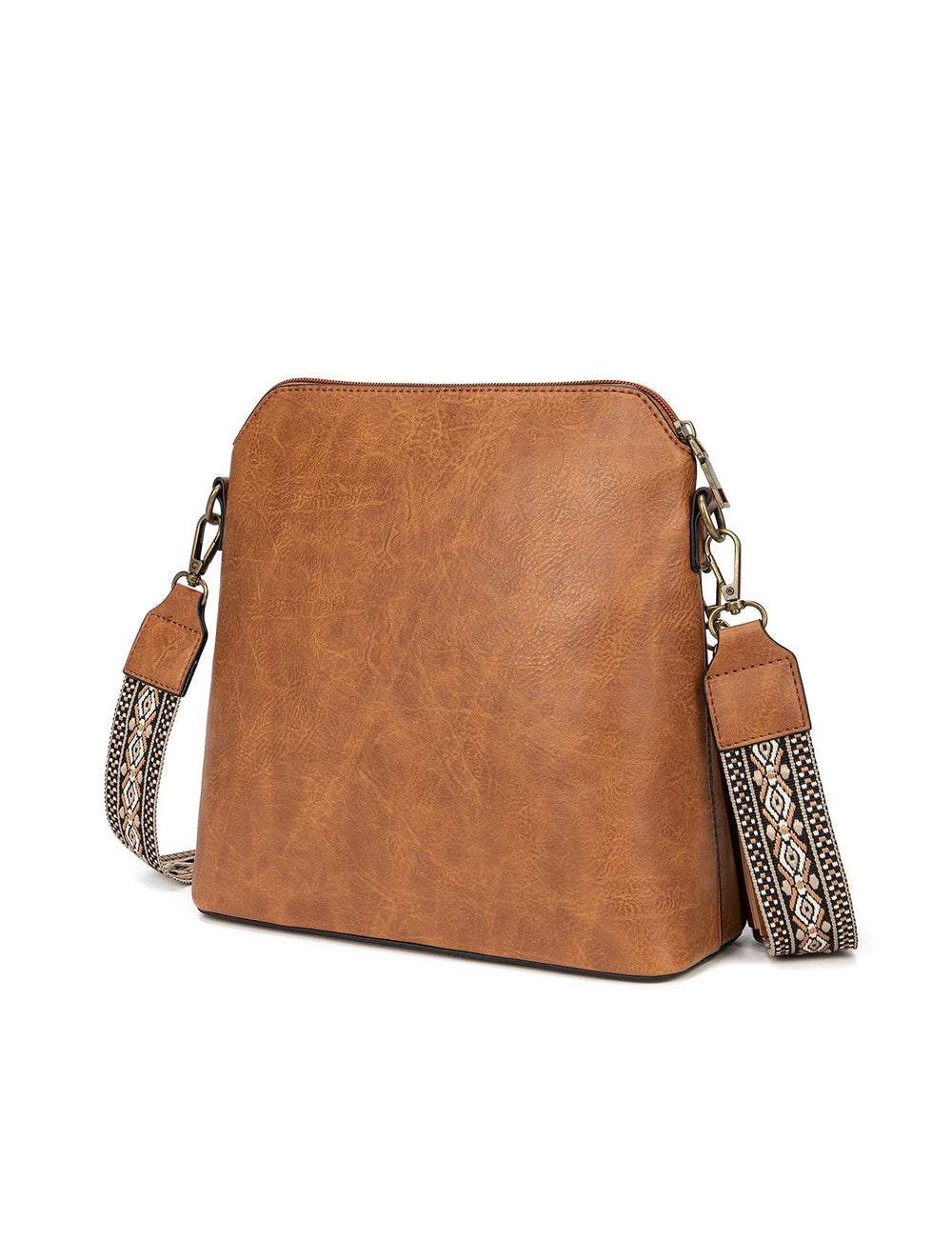 Miss Serenade - XB-2377 Alex Vegan Cossbody Front Pocket - Tan
