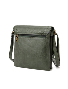 Miss Serenade - XB-2381 Imogen Vegan Flap Sidebag - Olive - 0