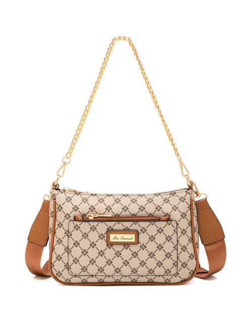Miss Serenade - XB-2388 Milano x-body Vegan Fashion bag - Beige