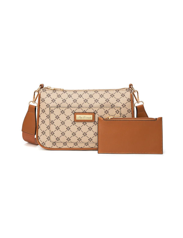 Miss Serenade - XB-2388 Milano x-body Vegan Fashion bag - Beige