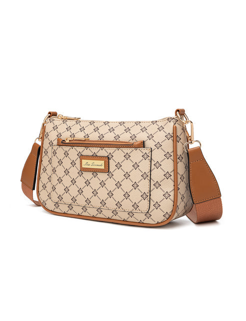 Miss Serenade - XB-2388 Milano x-body Vegan Fashion bag - Beige