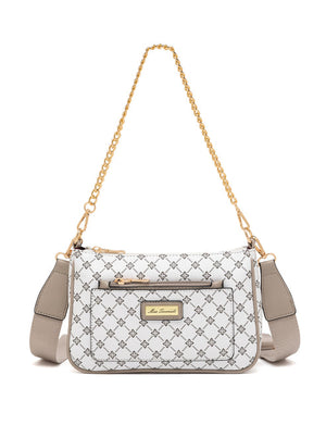 Miss Serenade - XB-2388 Milano x-body Vegan Fashion bag - White Taupe