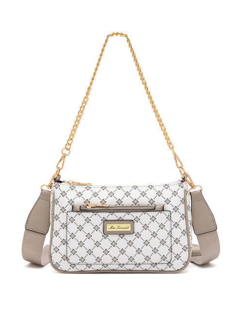 Miss Serenade - XB-2388 Milano x-body Vegan Fashion bag - White Taupe