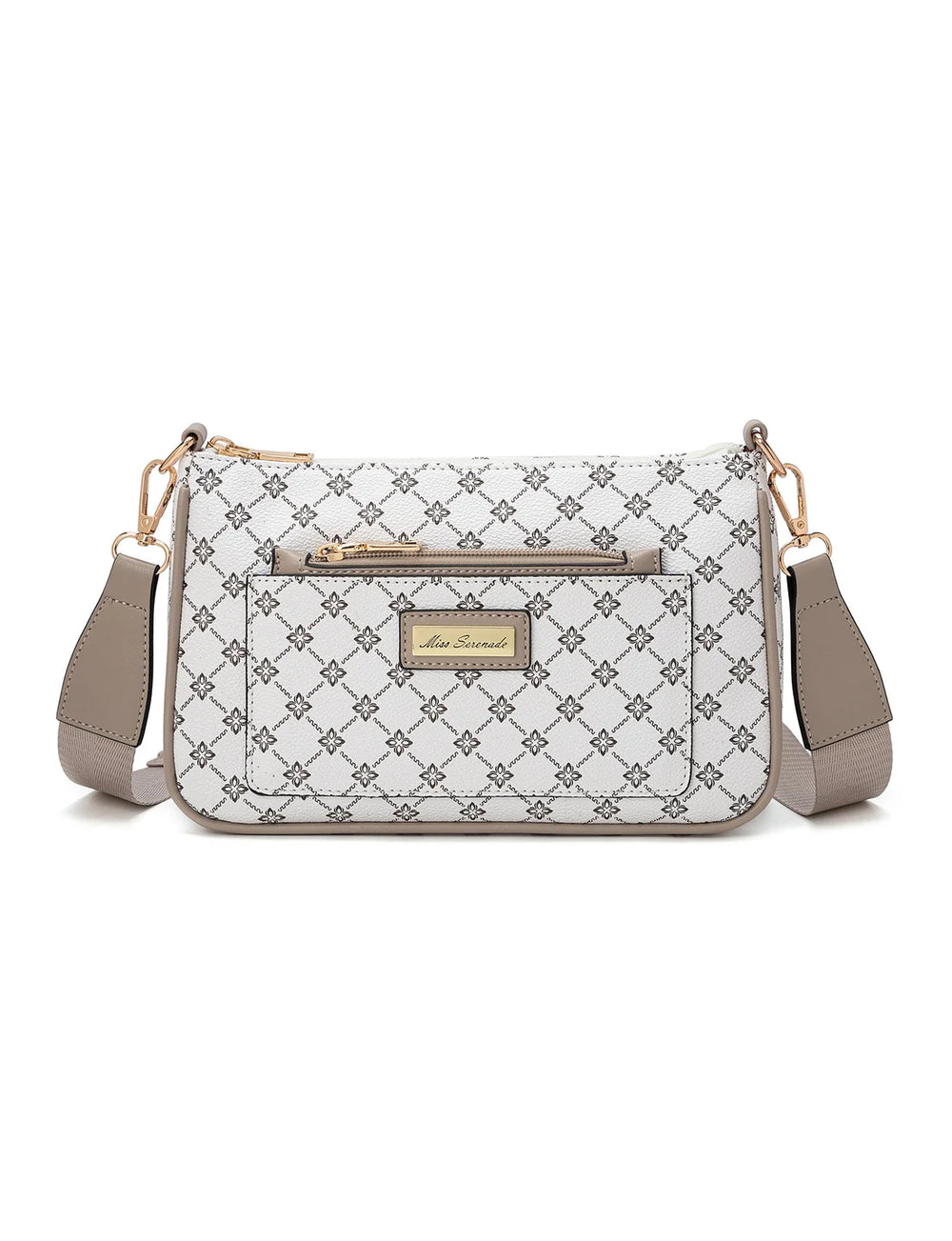 Miss Serenade - XB-2388 Milano x-body Vegan Fashion bag - White Taupe