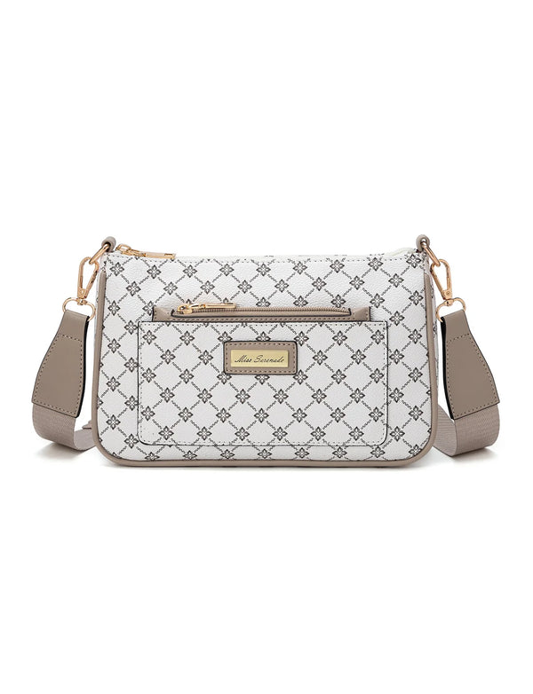 Miss Serenade - XB-2388 Milano x-body Vegan Fashion bag - White Taupe