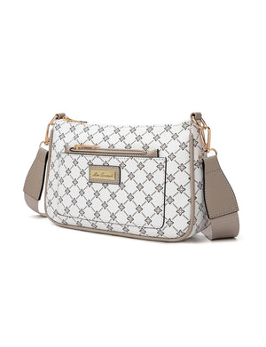 Miss Serenade - XB-2388 Milano x-body Vegan Fashion bag - White Taupe