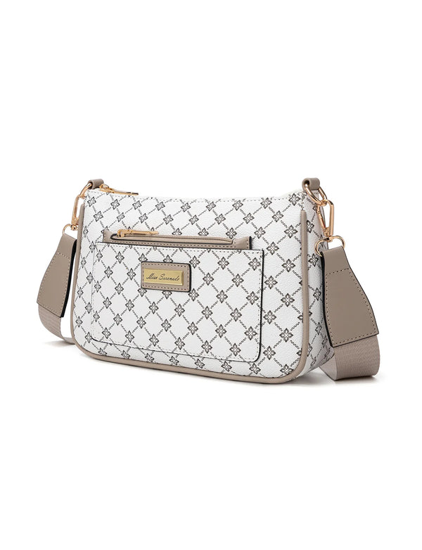 Miss Serenade - XB-2388 Milano x-body Vegan Fashion bag - White Taupe