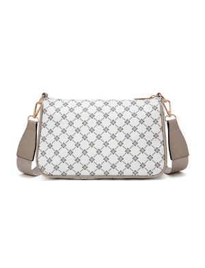 Miss Serenade - XB-2388 Milano x-body Vegan Fashion bag - White Taupe