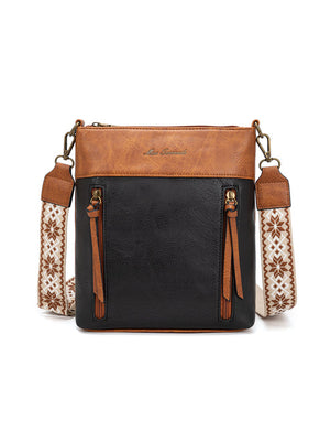 Miss Serenade - XB-2390 Miranda X-Body Vegan fashion sidebag - Tan/Black