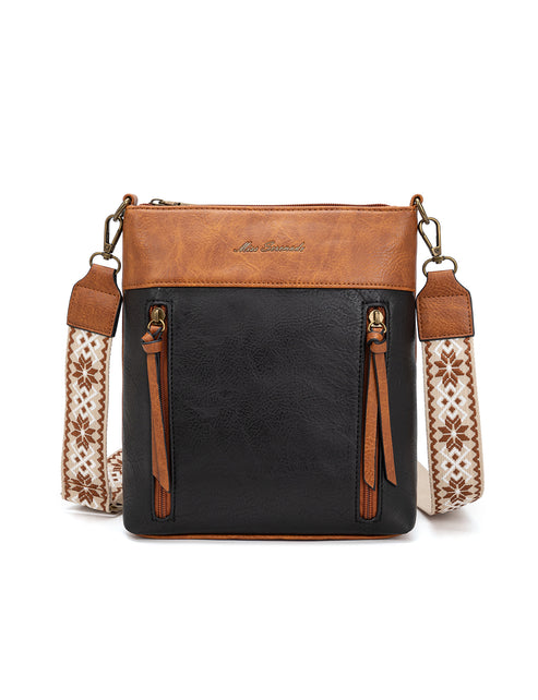 Miss Serenade - XB-2390 Miranda X-Body Vegan fashion sidebag - Tan/Black