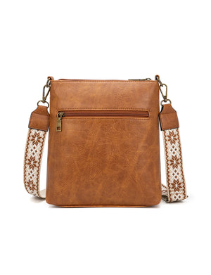 Miss Serenade - XB-2390 Miranda X-Body Vegan fashion sidebag - Tan/White