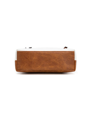 Miss Serenade - XB-2390 Miranda X-Body Vegan fashion sidebag - Tan/White
