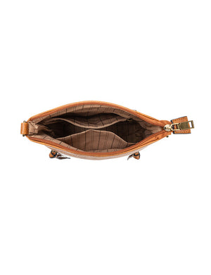Miss Serenade - XB-2390 Miranda X-Body Vegan fashion sidebag - Tan/White