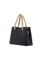 Miss Serenade - Chantal PU triple sect tote - Black-Camel