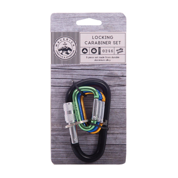 Maverick - Locking 5 x Carabiner Set - Assorted