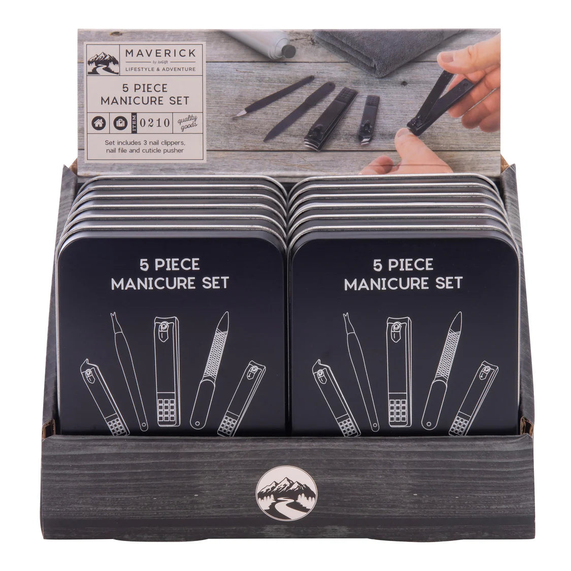 Maverick - 5pce Manicure set in tin - Black