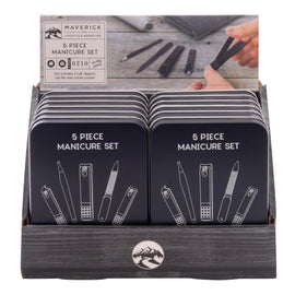 Maverick - 5pce Manicure set in tin - Black