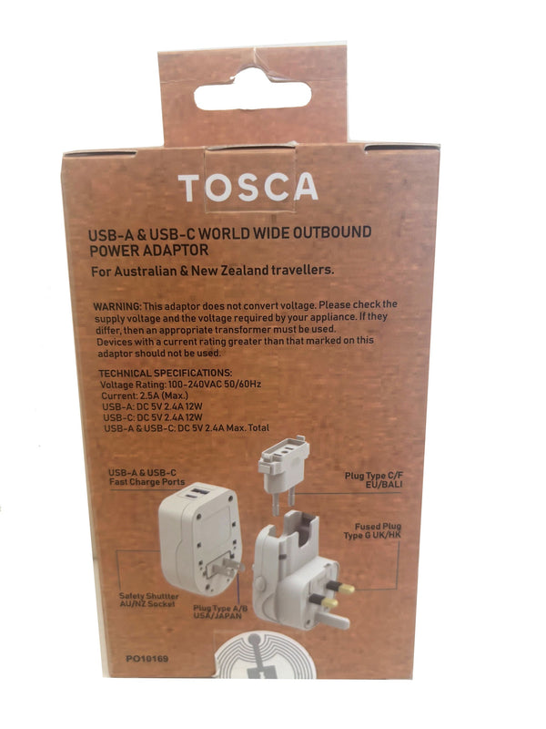 Tosca - TCA072 World Wide USB A+c Port Adaptor - White