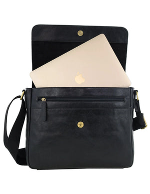 Pierre Cardin - PC4094 Leather Men's Satchel - Black
