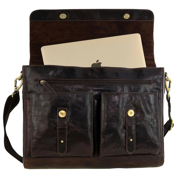 Pierre Cardin - PC4092 Leather Briefcase - Chocolate