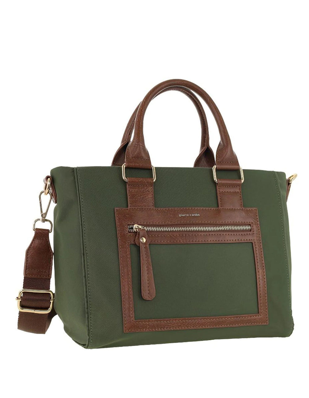 Pierre Cardin - PC4076 Two-Tone RFID Nylon Tote Bag - Olive Green
