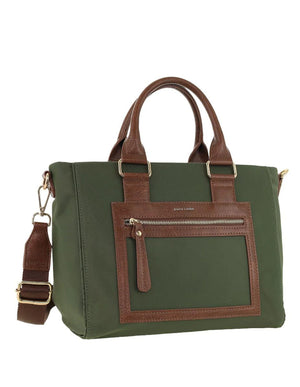 Pierre Cardin - PC4076 Two-Tone RFID Nylon Tote Bag - Olive Green