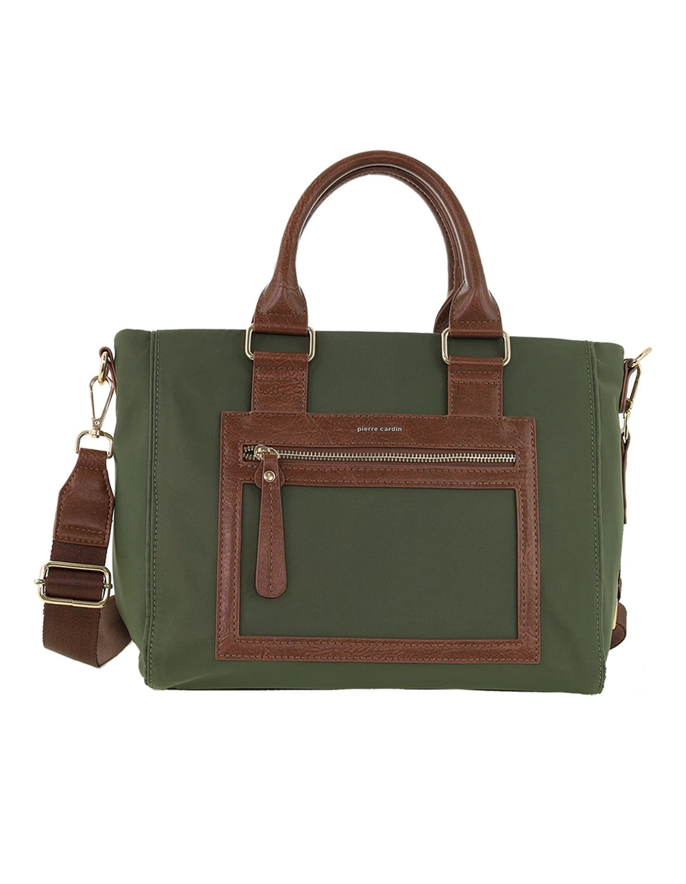 Pierre Cardin - PC4076 Two-Tone RFID Nylon Tote Bag - Olive Green