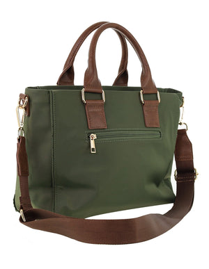 Pierre Cardin - PC4076 Two-Tone RFID Nylon Tote Bag - Olive Green