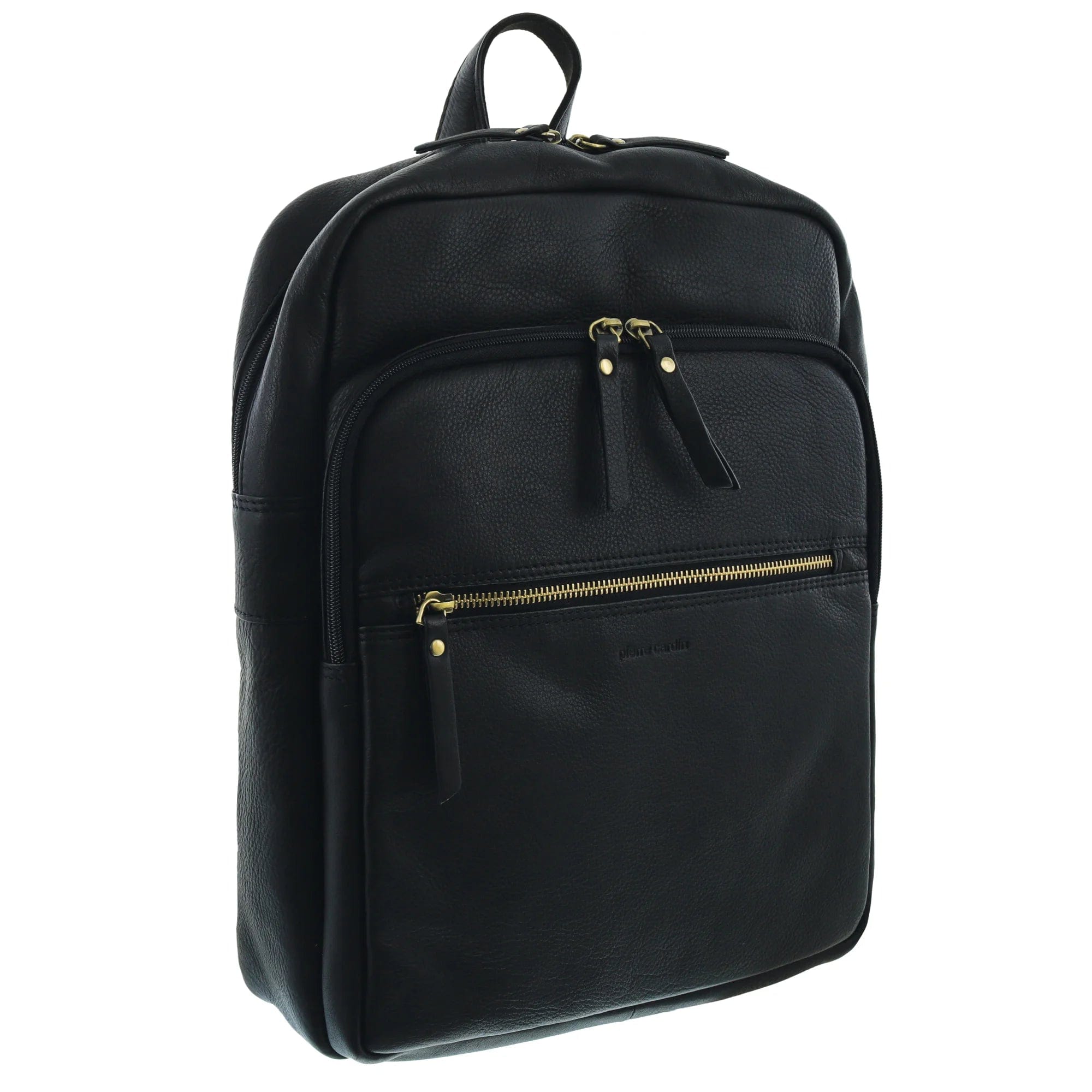 Pierre Cardin Burnished Leather Multi-Compartment Laptop Backpack PC3332 Black