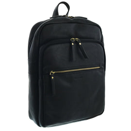 Pierre Cardin Burnished Leather Multi-Compartment Laptop Backpack PC3332 Black
