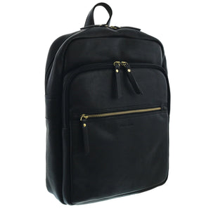Pierre Cardin Burnished Leather Multi-Compartment Laptop Backpack PC3332 Black