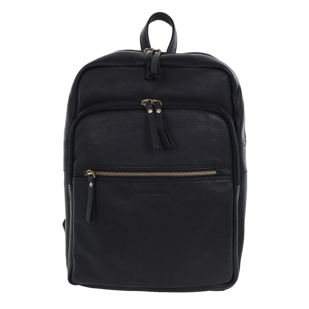 Pierre Cardin Burnished Leather Multi-Compartment Laptop Backpack PC3332 Black