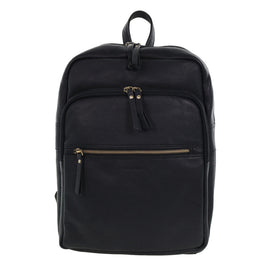 Pierre Cardin Burnished Leather Multi-Compartment Laptop Backpack PC3332 Black - 0