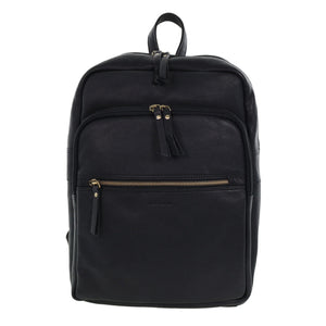 Pierre Cardin Burnished Leather Multi-Compartment Laptop Backpack PC3332 Black
