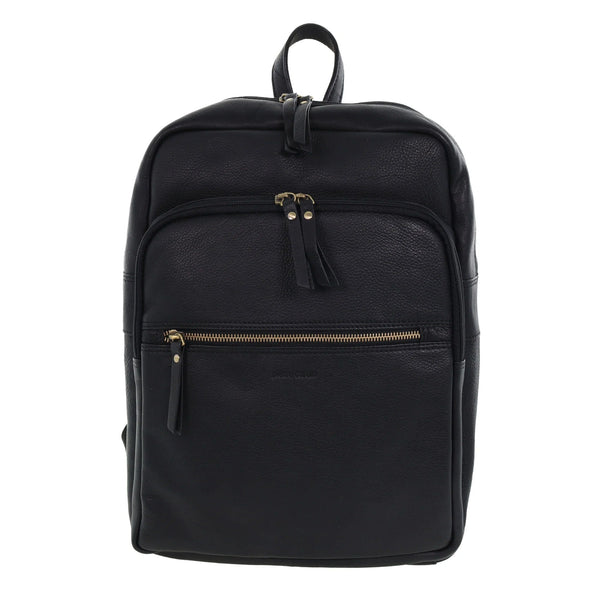 Pierre Cardin Burnished Leather Multi-Compartment Laptop Backpack PC3332 Black
