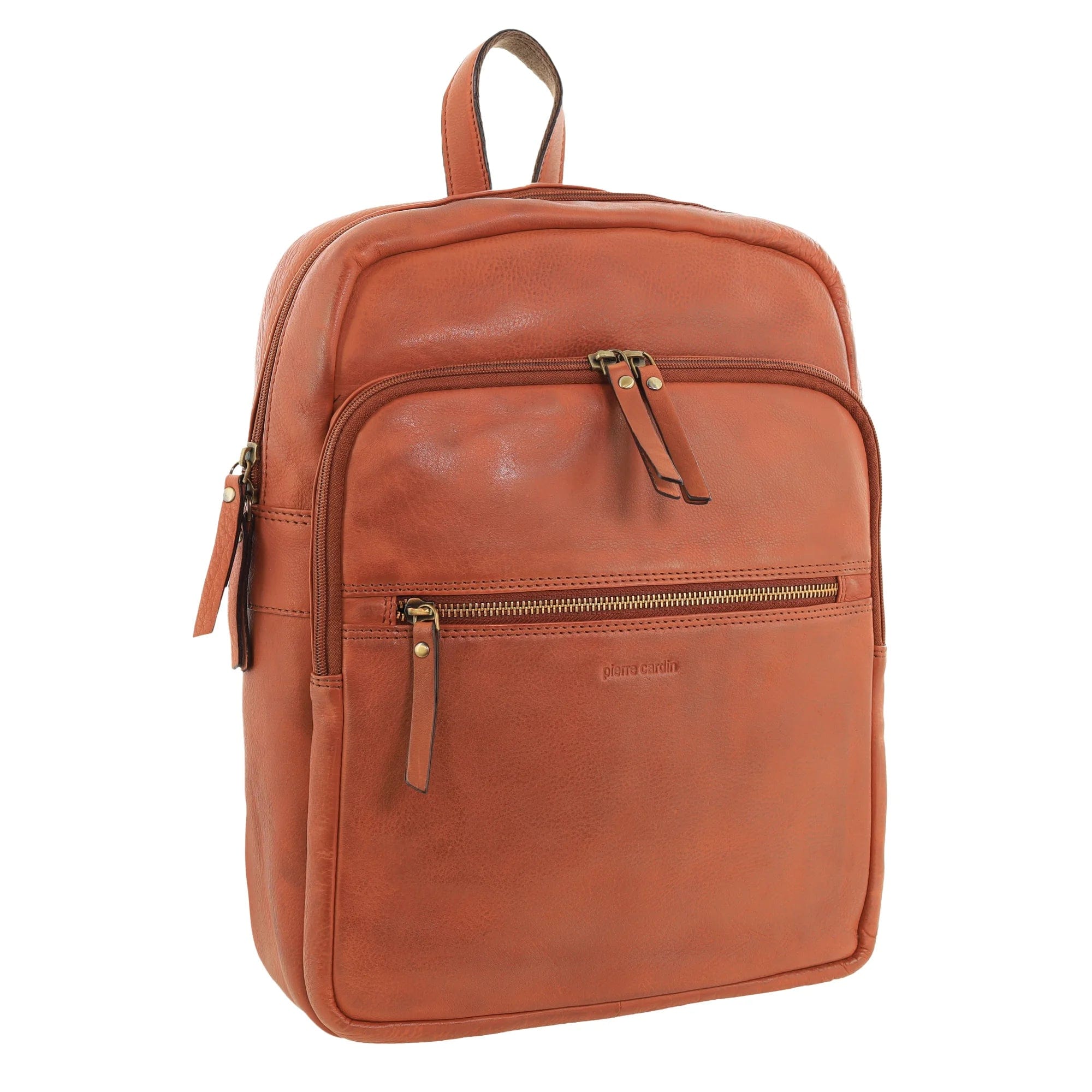 Pierre Cardin Burnished Leather Multi-Compartment Laptop Backpack PC3332 Cog