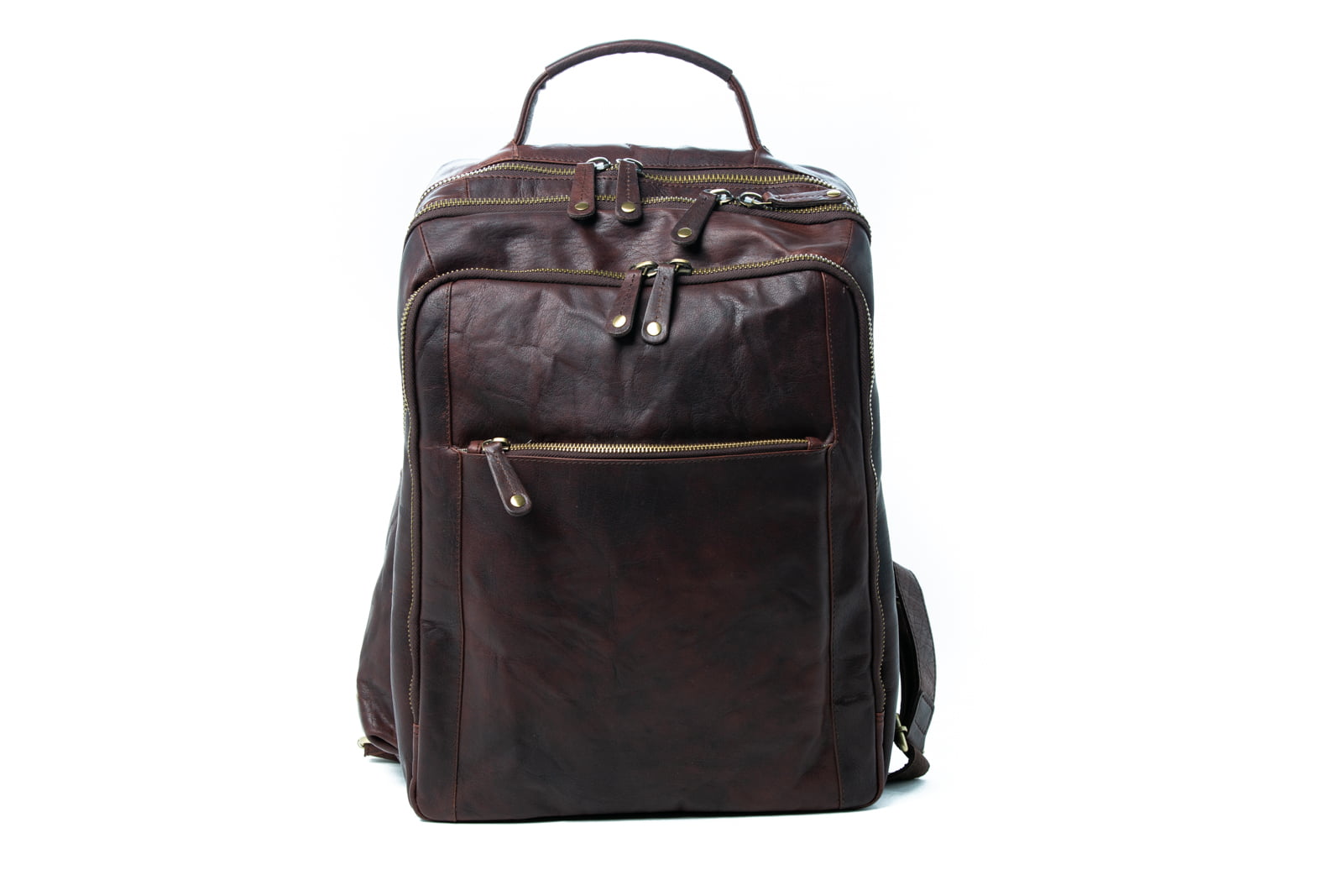 Oran - OB-794 Mike Large 3section Leather Laptop backpack - Brandy