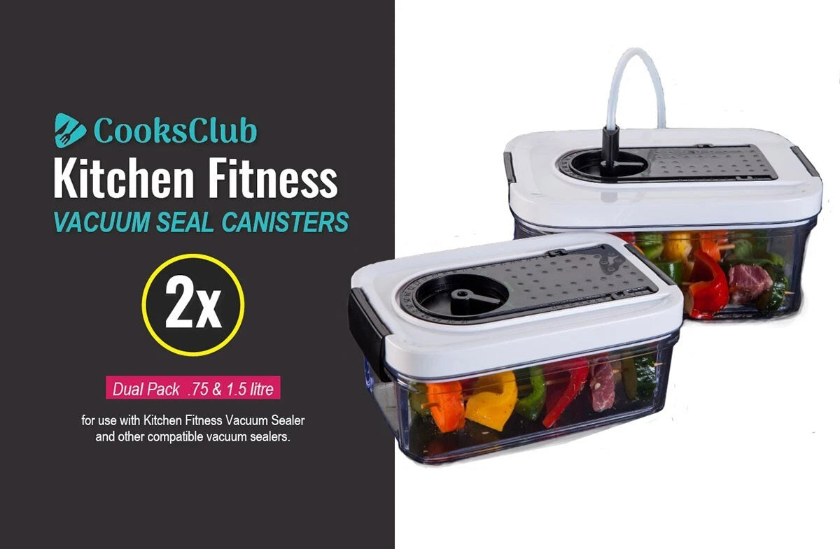 Kitchen Fitness - Vacuum Sealer Kit + 2 Canisters & 60 pre made bags -