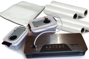 Kitchen Fitness - Vacuum Sealer Kit + 4 Canisters 20mt Rolls & 60 Pre Made Bags