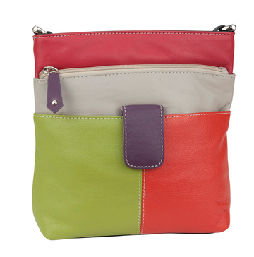 Franco Bonini - 12-242 Ladies Small Leather Shoulder Bag - Orange Multi - 0