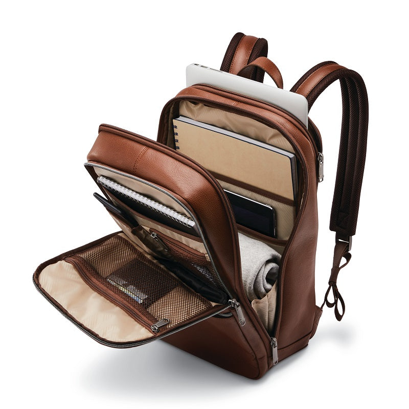 Samsonite - Classic Leather Slim Backpack - Cognac-5
