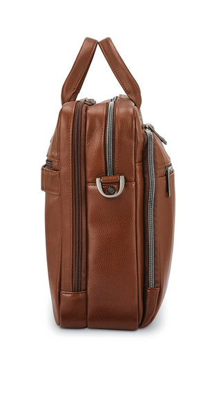 Samsonite - Classic Leather Top Loader Briefcase - Cognac - 0