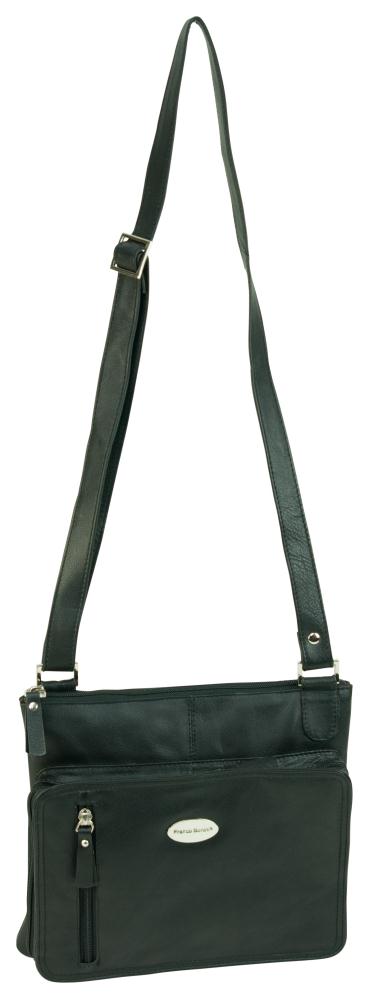 Franco Bonini. -1308 Leather Crossbody Sling - Black